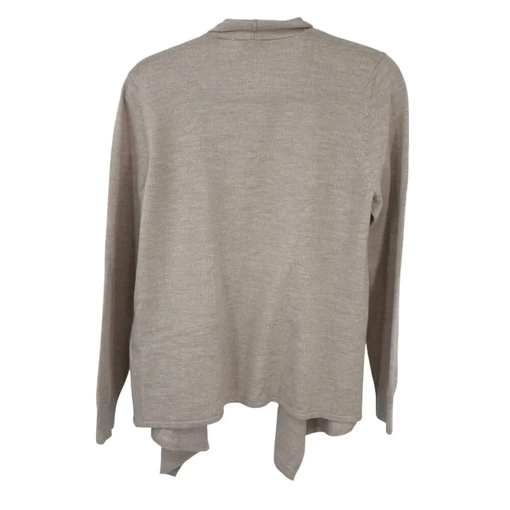 Repeat Cashmere Merino Wool Draped Cardigan US Medium EU 40 Beige with Pockets